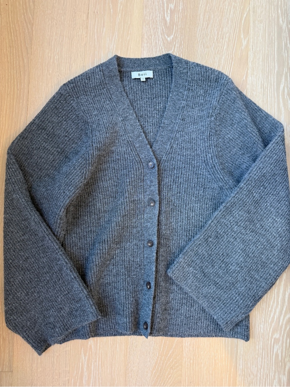 Boii Studios Gray wool blend cardigan size small oversized.